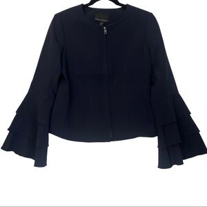 Banana Republic Blue Ruffled Sleeve Full Zip Blazer Suit Jacket Size 4
